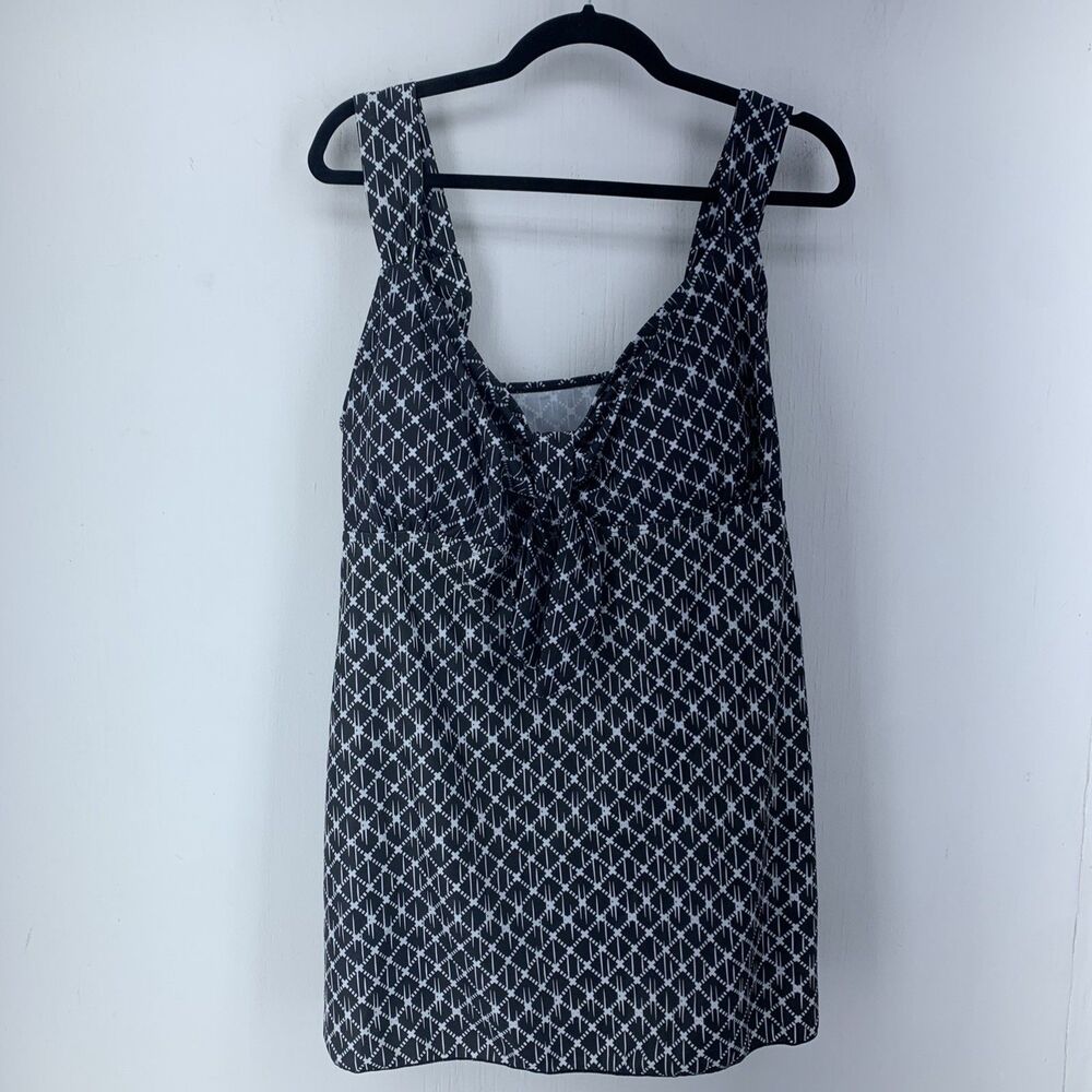 Danify‎ Womens 2X UK54 Swim Swimsuit Tankini Tank Stretch Comfort Black White